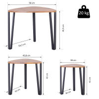 HOMCOM 3 Mesitas de Café Mesa de Centro Minimalista Patas de Acero con Funda de Plástico Mesa Nido para Salón Sofá 56x54.2x45.4cm - details 3