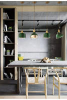 Lámpara Colgante Minimalista Japonesa De Vidrio Creativa Y Personalizada LED Verde En Bronce Para Iluminación De Habitaciones Y Salones - details 7