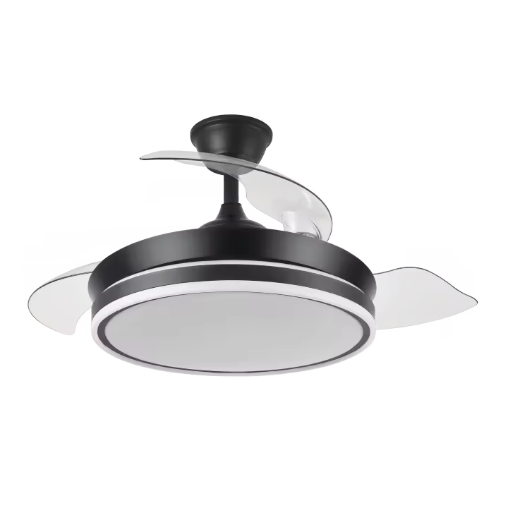 Ventilador RETRACTIL Dc Bayomo Negro 72w 6120lm 91d 3asp.desplegables 3000-4000-6000k Remoto, Temporizador, Memoria Fabrilamp - 1