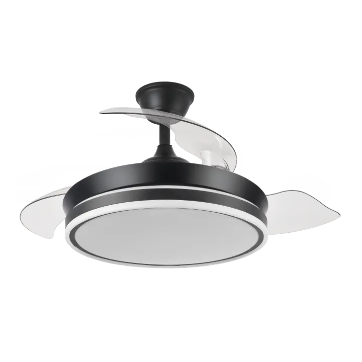 Ventilador RETRACTIL Dc Bayomo Negro 72w 6120lm 91d 3asp.desplegables 3000-4000-6000k Remoto, Temporizador, Memoria Fabrilamp - 1