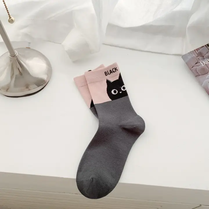 Calcetines De Moda Para Mujer Estilo Coreano Nuevos Calcetines Largos De Dibujo Animado Kawaii Transpirables Casual Divertidos Para Niñas - 1