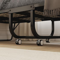 HOMCOM Cama Plegable 200x80 cm con 4 Ruedas, Cama de Camping Portátil, con Colchón Individual de 10 cm, Marco de Acero, Carga 150 kg, para Dormitorio, Salón, Oficina, Blanco - details 3