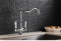 Grifo De Cocina Con Doble Manija Montado En Plataforma Cobre Antiguo Negro Bronce ELK9088 Mezclador De Agua Caliente Y Fría Para Fregadero Instalación En Un Solo Agujero - details 0