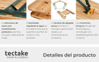 Tectake - Conjunto de muebles resistentes con revestimiento protector, Madera de abeto duradera con revestimiento repelente al agua, Conjunto de asientos estable con respaldos acoplables para hasta 8 personas, Conjunto de mesa y bancos FRANZ II, 3 piezas - details 3