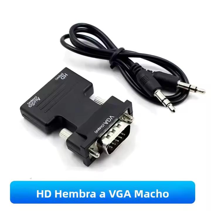 Convertidor De Video HDMI a VGA Hombre a Mujer 1080P Con Adaptador De Audio 3.5mm Salida De Señal Soporte Cable De Audio - 1