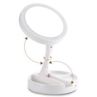 Espejo de maquillaje con luz LED para escritorio, espejo con aumento de 1X 10X, USB o Baterías, espejo plegable para viaje - details 6