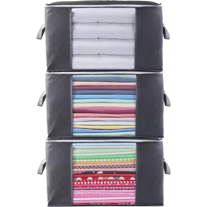 Juego de 5 Unidades de almacenamiento de ropa plegable con Mango reforzado, crecallera estable para Ropa, ropa de Cama, edredones, colchas, cojines - 1