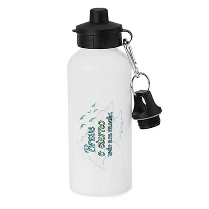 MERCHANDMANIA Bidón deportivo 600 ml acero inoxidable con chupón frase consejo aprender enseñar vida botella escolar deporte bicicleta - 1