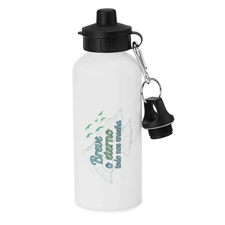 MERCHANDMANIA Bidón deportivo 600 ml acero inoxidable con chupón frase consejo aprender enseñar vida botella escolar deporte bicicleta - 1