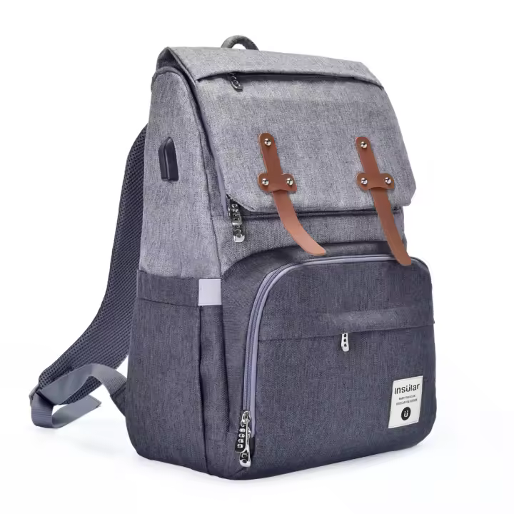 Bolsa De Diaper Para Bebé Y Mamá Insular De Gran Capacidad Impermeable Multi-funcional Para Viajes Al Aire Libre Con Estilo De Mochila - 1