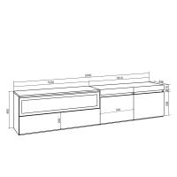 Skraut Home - Mueble de Televisión en melamina de alta calidad - 203x35x45cm - Fuego led efecto 3d - Veteado de madera - Tacto poroso - Estilo Moderno Elegante - details 2