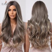 Pelucas Sintéticas Largas De Ombre Marrón Rubia Con Franja Para Mujeres Afro Peluca Cacheada Resistente Al Calor Para Uso Diario Cosplay - details 24