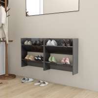 vidaXL 2x Zapatero de Pared Contrachapada 60x18x60 cm Colgante Color gris brillante,  negro brillante,  Blanco y roble sonoma - details 0