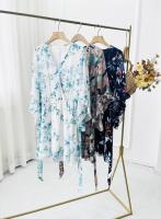 Vestido A-Line De Pierna Larga Para Mujer Con Estampado Floral Elegante Cuello V Manga Corta Estilo Casual Vestido De Verano Primavera - details 26