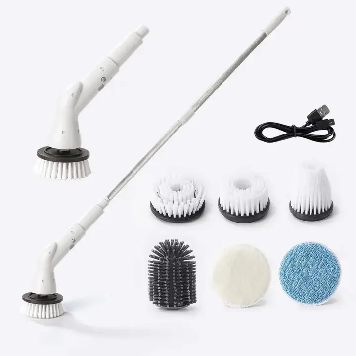 Cepillo De Limpieza Eléctrico Multifuncional Sin Cable Con Mango Largo Y Retráctil Para Baño Material Plástico - 1