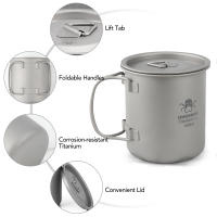 Taza De Titanio 420ml Con Manijas Plegables Para Camping Pesca Senderismo. Vaso Ligero De Agua Para Mochilas - details 3