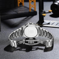 Reloj De Pulsera Cuarzo Lujo QINGXIYA Para Hombre Resistente Al Agua Con Fecha Y Manos Luminosas Acero Inoxidable Cuadrado - details 4