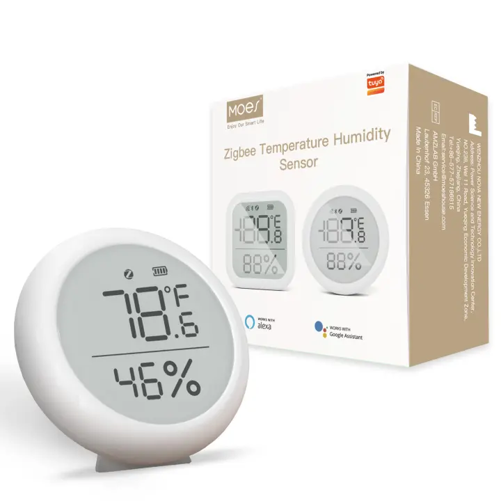 Sensor De Temperatura Y Humedad Moes Con Pantalla LCD Control Remoto ZigBee Hub Gateway Tuya Smart Para El Hogar Inteligente - 1
