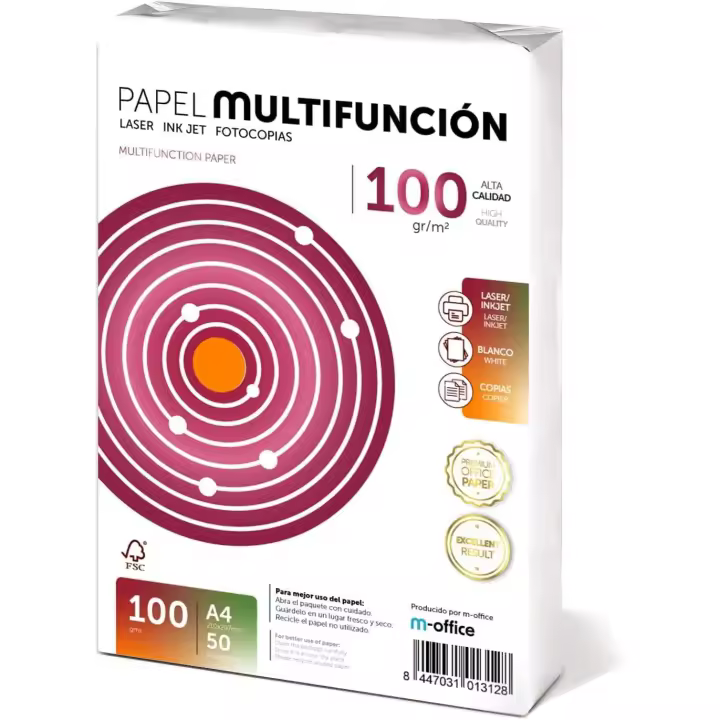 Folios A4 100gr 50 hojas, Papel Multiusos para Impresora, Folios para Impresoras Láser y de Inyección, Para uso Oficina,Material Escolar- m-office - 1