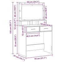 Tocador con Luces LED Gris Sonoma 79x41x135 cm de vidaXL - details 7