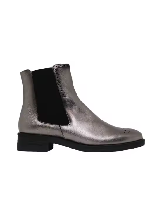 ESCOOLERS TIVOLI BOTÍN CHELSEA PICADOS TACÓN BAJO PIEL METALIZADA MUJER - 1