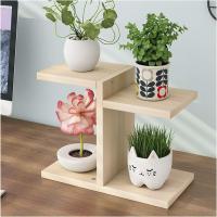 Soporte de planta de escritorio, macetas suculentas, estante de flores de madera de escritorio de 3 niveles, para balcón y dormitorio (Color:Beige Desktop Flower Stand) - details 1
