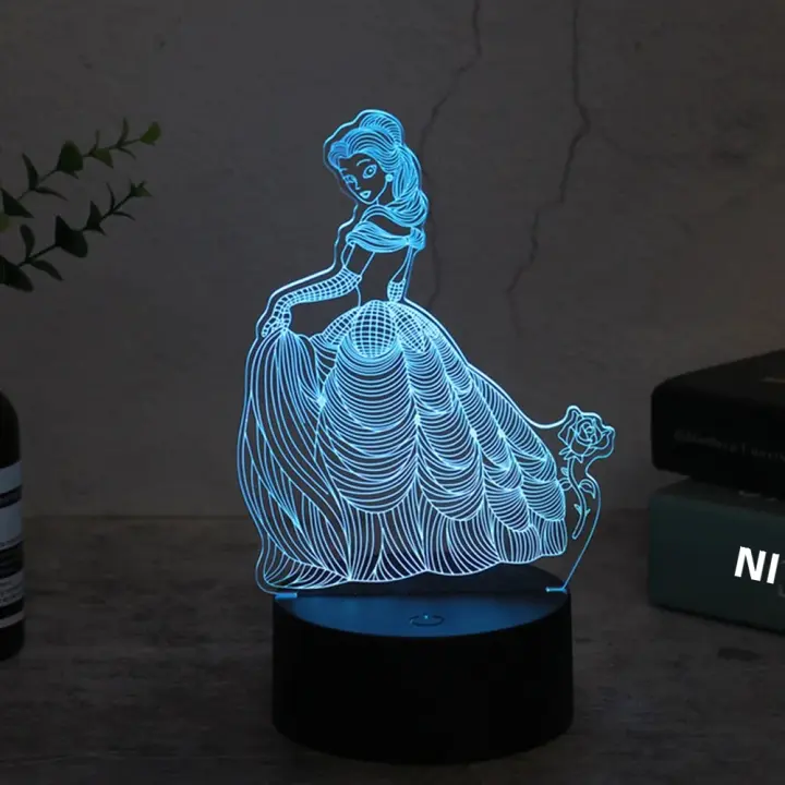Lámpara Nocturna 3D De Princesa Hielo Para Niños Y Niñas Cambio De Color 7 Luces Decoración De Habitación Regalos Para Niños Y Niñas - 1