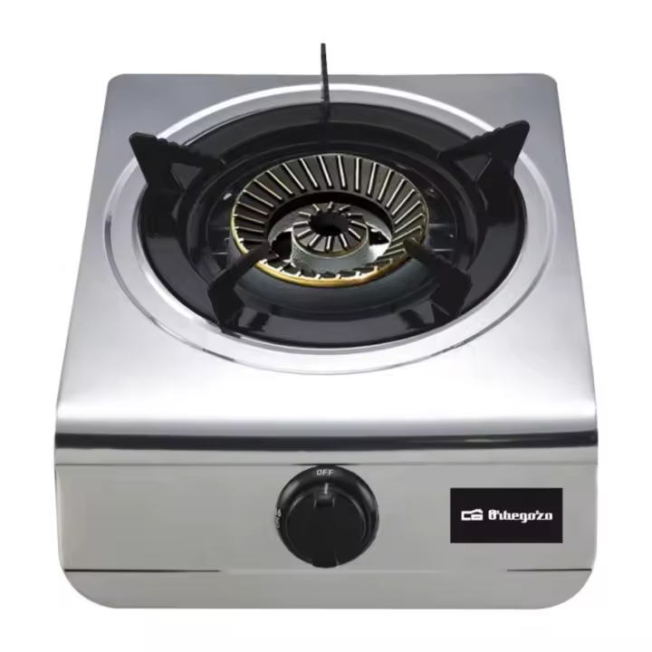 Orbegozo FO 1700 - Hornillo de Gas, Gas Butano o Propano, Encendido Piezoeléctrico, 1 Quemador de Triple Corona 4,3 KW - Acero Inoxidable, Uso Exterior, Pies Antideslizantes. Ideal para Cocinar en el Campo. Portátil - 1