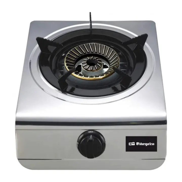 Orbegozo FO 1700 - Hornillo de Gas, Gas Butano o Propano, Encendido Piezoeléctrico, 1 Quemador de Triple Corona 4,3 KW - Acero Inoxidable, Uso Exterior, Pies Antideslizantes. Ideal para Cocinar en el Campo. Portátil - 1