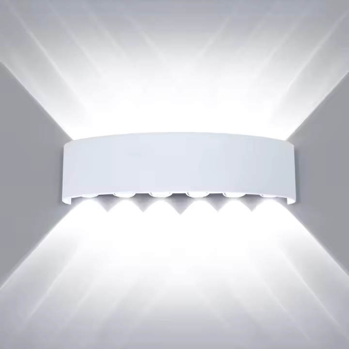 Lámpara de pared LED moderna, resistente al agua, de aluminio, para interiores y exteriores, para baño, dormitorio, pasillo, sala de estar, porche, escalera, 12 W, color blanco - 1