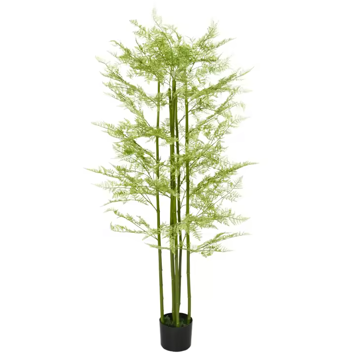 HOMCOM Planta Artificial Árbol Artificial Altura 155cm Bambú Artificial con 28 Hojas Gran Realismo Maceta de Plástico Incluida Verde - 1