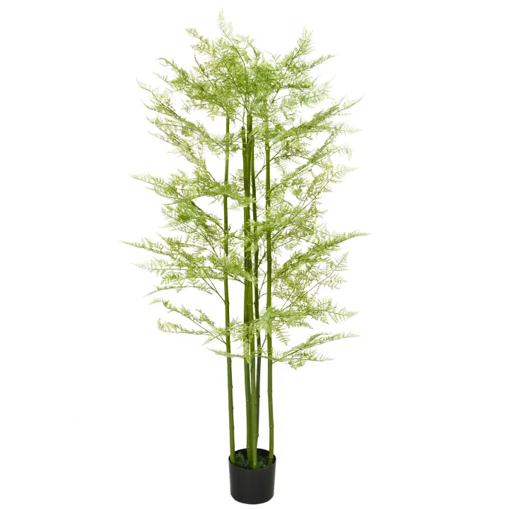 HOMCOM Planta Artificial Árbol Artificial Altura 155cm Bambú Artificial con 28 Hojas Gran Realismo Maceta de Plástico Incluida Verde - 1