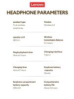 Lenovo LP25 Auriculares Bluetooth Portátiles 5.4 Modo Dual Estilo Deportivo Con Sonido HiFi Y Diseño De Clip En El Oído Carga Por Cable Tipo C Duración De La Batería 16 Horas - details 17