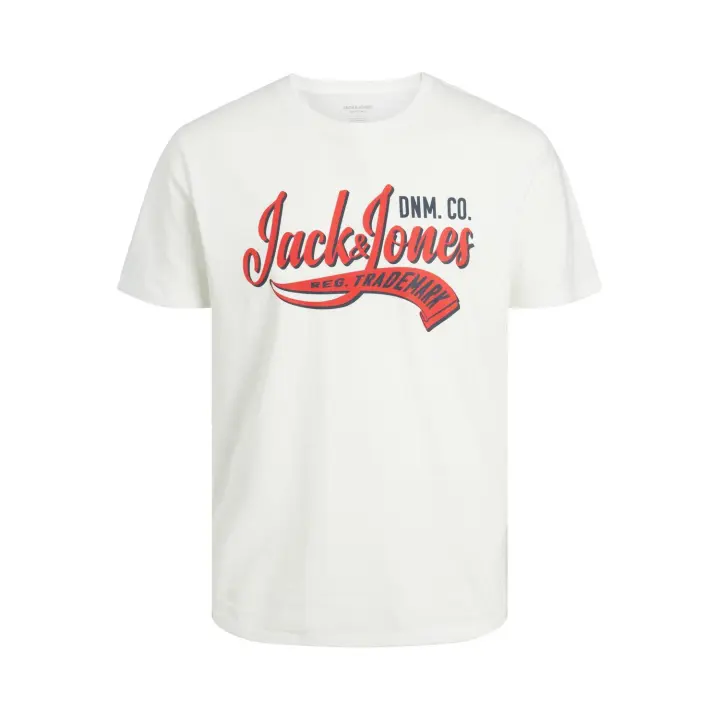 [Talla M - L] Jack & Jones hombre camiseta de Algodón Ajuste Regular Fit  Mod JJELOGO en color blanco logo estampado Moda Casual informal REF: 233594 - 1