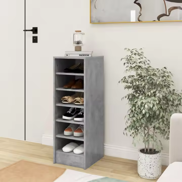 vidaXL Mueble zapatero madera contrachapada gris hormigón 31,5x35x90cm - 1