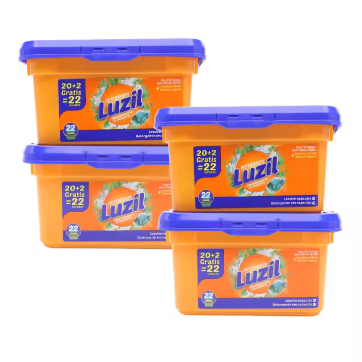 Luzil Detergente Pack de 4 cajas de Detergente Lavadora en Cápsulas de 22 lavados cada caja (88 cápsulas en total) - 1