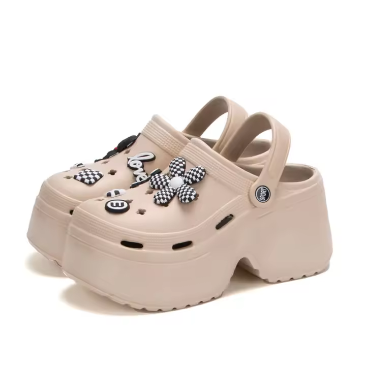 Sandalias De Plataforma Con Tacones Para Mujer Verano 2024 Clogs De Moda Antideslizantes Con Cierre Tobillero Material EVA - 1