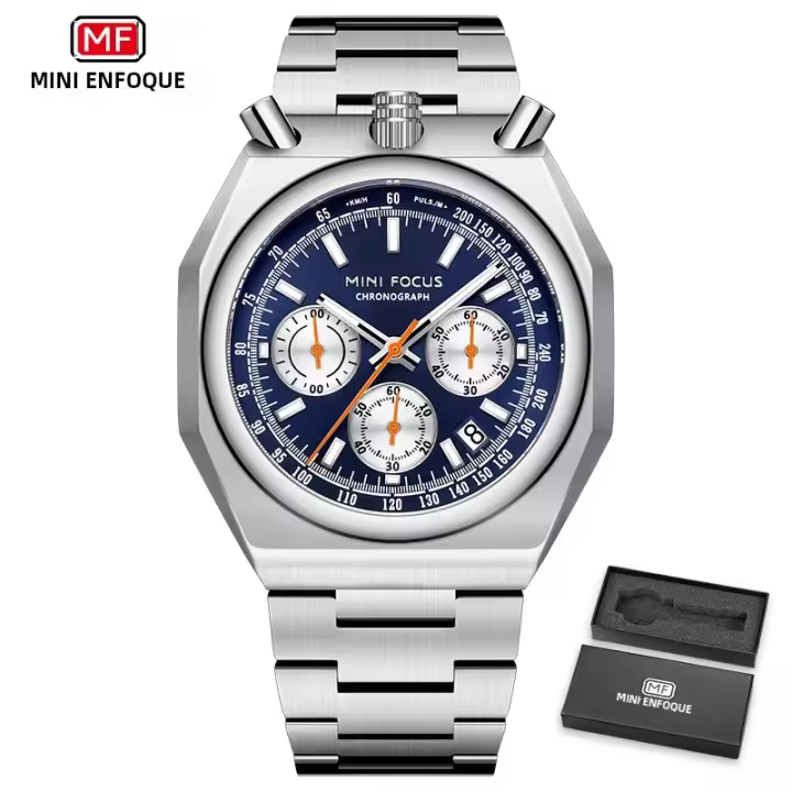 Reloj De Cuarzo Para Hombre MINI FOCUS Multifuncional De Moda Con Calendario Y Manos Luminosas En Acero Inoxidable Resistente Al Choque Y Al Agua - 1