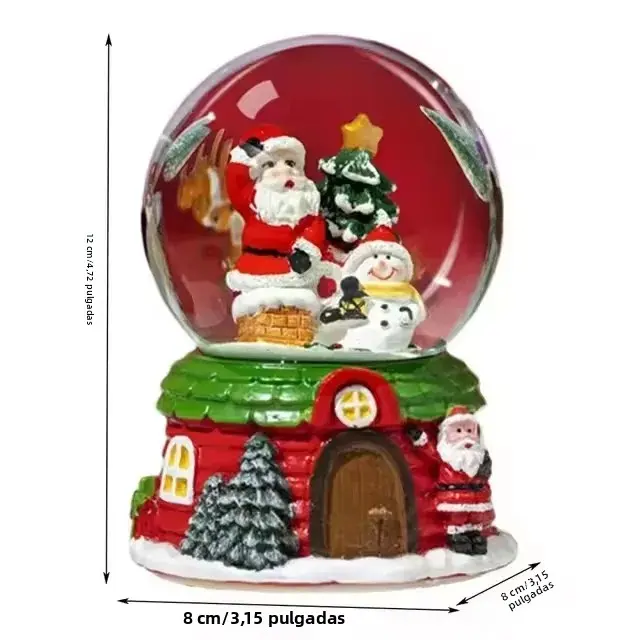 Globo De Agua Con Música LED De Navidad Tema Fantasía Decoración De Navidad En Miniatura Bola De Cristal Con Música Cartoon Pilas Incluidas - 1
