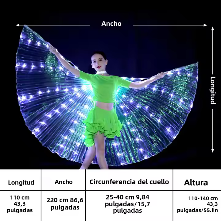 Alas De Mariposa LED Isis Para Danza Del Vientre Con Palos Telescópicos Luz Destellante Disfraz Para Carnaval Accesorio De Fiesta - 1