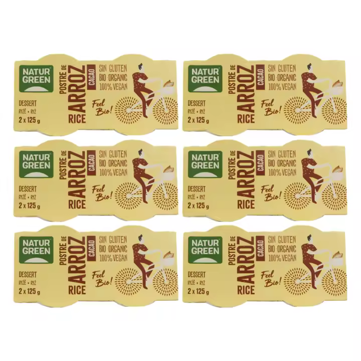 Pack 6x Postre de Arroz y Cacao Ecológico (2x125 g) NaturGreen - 1