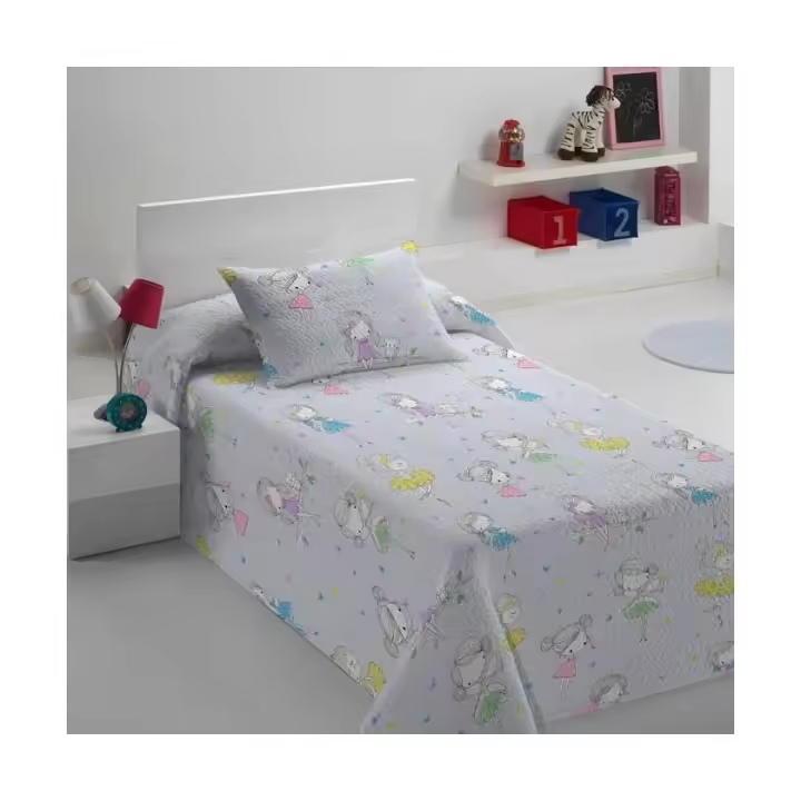 BOUTI WINNI - Edredón Cosido para Cama de 90 Cm con Estampado Primavera-verano y Funda de Cojín - 1