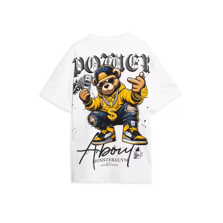 Camiseta Area Zero Blanca Power Bear Oversized Tee - 1