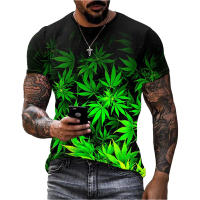 Camiseta De Verano Con Estampado 3D De Hoja De Cannabis Estilo Casual Y Moda Callejera Manga Corta Para Hombre - details 4
