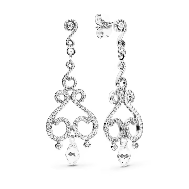 Pandora 297088CZ Pendientes de Swirl Chandelier plata de ley 925 - 1