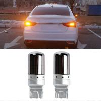 2 Unids Chrome 7440 T20 144SMD Ambar Canbus Free Error LED Bombilla de La Lámpara de Luz de Señal de Vuelta - details 2