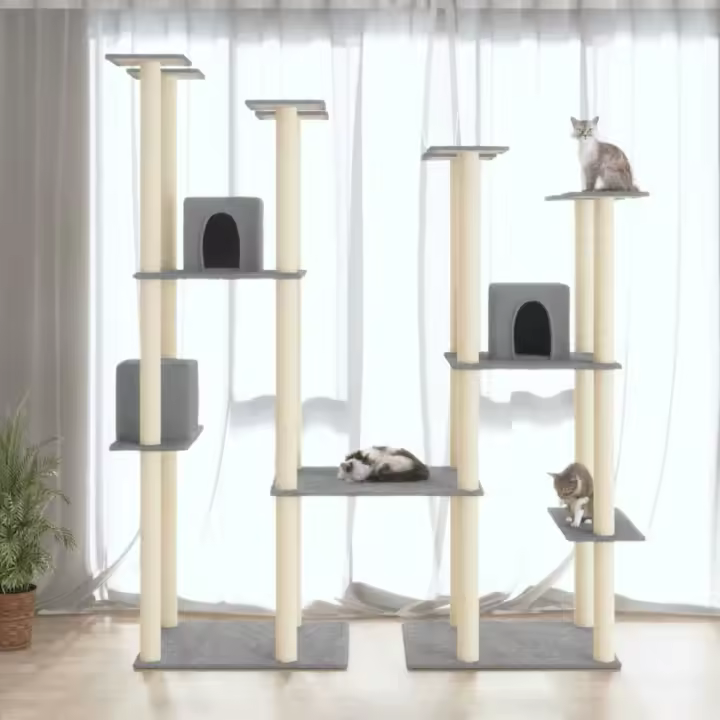 vidaXL RASCADOR PARA GATOS CON POSTES DE SISAL GRIS CLARO 174 CM - 1