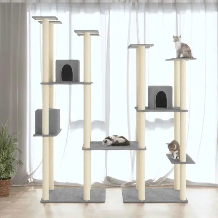 vidaXL RASCADOR PARA GATOS CON POSTES DE SISAL GRIS CLARO 174 CM - 1
