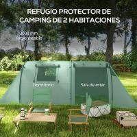 Outsunny Tienda de Campaña Familiar para 3-4 Personas Tienda Camping Plegable Ligera con Puertas Ventallas Gancho Bolsa de Transporte Impermeable 3000 mm para Playa Senderismo 470x220x150 cm Gris - details 3