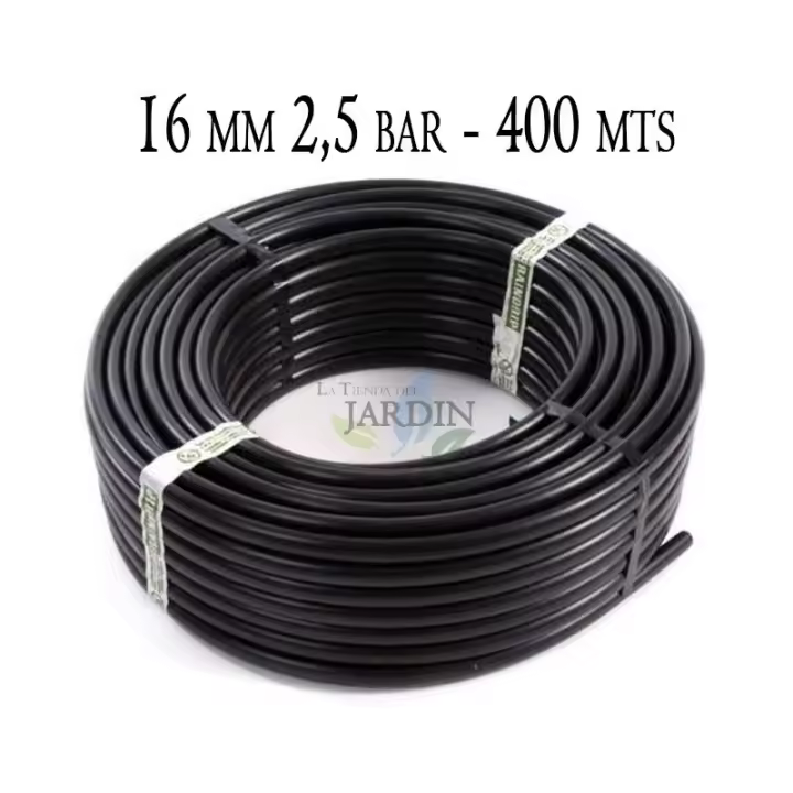 Suinga Tubo de Riego Polietileno Agrícola 16mm 2.5 Bar 400m Negro - 1